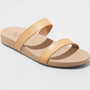 Shade and Shore Dani Two Band Slide Sandals - Beige